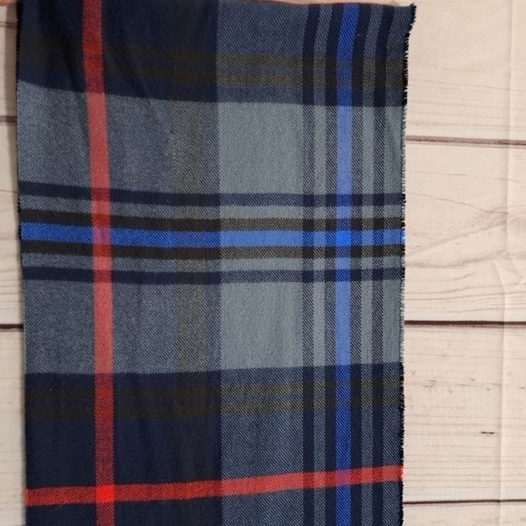 Preppy Gray And Blue Plaid Infinity Scarf - Picture 9 of 9